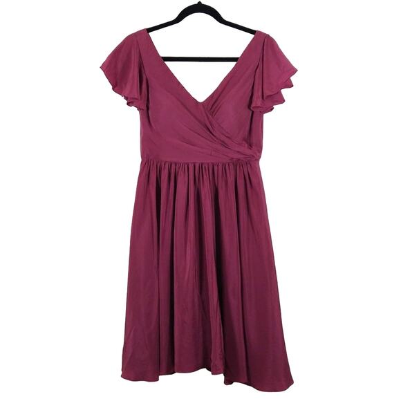 W Jenny Yoo Mauve Pink Surplice Fit Flare Knee Length Bridesmaid Formal Dress 4 - Picture 1 of 9